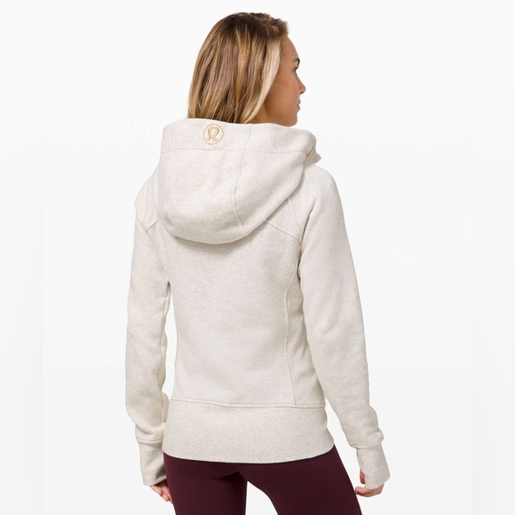 Lulumeon scuba hoodie heathered light cotton fleece gold with rose gold zip - Picture 2 of 13